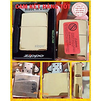 BẬT LỬA ZIPPO MÀU VÀNG LOẠI TRƠN BÓNG - TEM ĐỎ