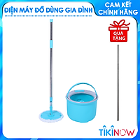 Bộ Cây Lau Nhà Xoay Tay 2 Bông Lau Lock&Lock Corner ETM494 (330 x 235 mm) - Màu Xanh Biển- Hàng Chính Hãng, Tăng Kèm Ống Hút Inox