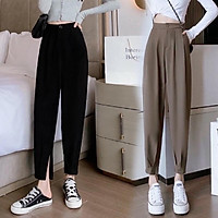 quần baggy nữ chun lưng khoá kéo gấu cá tính