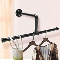 Industrial Iron Pipe Clothes Coat Hanger Rack Steampunk Antique Wall Shelf Bracket