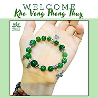 Vòng charm bạc TUDO mix đá Ng Bích xanh lá không kén mệnh - Vòng tay phong thủy có kiểm định