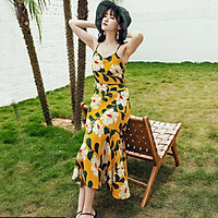 đầm maxi 2 dây đi biển hở lưng điệu đà