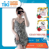 Váy ngủ nữ, váy lụa 2 dây lụa mềm cao cấp VILADY - V130 họa tiết VẰN gợi cảm, quý phái, chất liệu lụa Pháp (lụa latin)