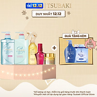 Bộ 5 Tsubaki mát lạnh sạch dầu và chăm sóc tóc chuẩn salon (Gội Xả 490ml/chai + Xịt dưỡng tóc 220ml + Mặt nạ tóc 180g + Dầu dưỡng 50ml)
