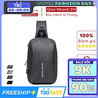 Balo một dây đeo chéo Arctic Hunter XB00081 chất liệu Oxford chống thấm nước, unisex nam nữ,trang bị cổng sạc USB