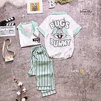 Freeship Đồ Bộ Pijama Lụa Latin Mặc Nhà Cao Cấp Chất Vải mềm Mịn Mát