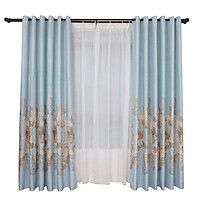 1PC Fallen Leaves Pattern Shading Window Curtain for Living Room Bedroom Punching Style