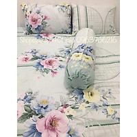 Drap tencel cao cấp chính hãng bộ chăn ga 5 món ÔM DÂY KHOÁ nệm 5-27p