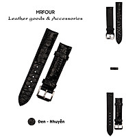 Dây Đồng Hồ Da Cá Sấu Màu Đen MrFour + Bộ Khóa + Bộ Tháo Lắp