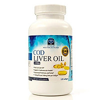 Cod Liver Oil Capsules - Premium Certified Pure and Fresh - Triple Strength - Heart Healthy - 120 Softgels - Natural Supplement - 240mg of Omega 3 Fatty Acids - No Fishy Taste!