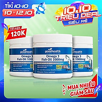 Combo 3 Hộp Dầu Cá Goodhealth Omega 3 Fish Oil 1000mg 150 Viên - Bổ Não - Tăng Trí Nhớ - Mắt Tinh - Chính Hãng Từ New Zealand