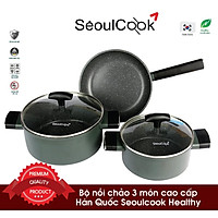 Bộ nồi chảo đáy từ 3 món cao cấp Hàn Quốc Seoulcook Healthy, thiết kế hiện đại, dùng được tất cả các bếp/Induction - Hàng chính hãng