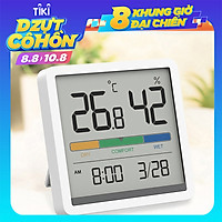 Đồng hồ nhiệt độ và độ ẩm Xiaomi youpin Miiiw Mute Màn hình LCD lớn 3,34 inch độ chính xác cao