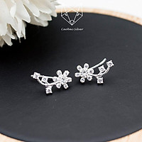 Bông Tai Bạc Ta S99 CaoBac Silver Khuyên Kẹp Hoa Bám Vành Phong Cách Độc Lạ Cho Nữ