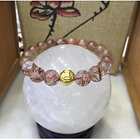 Vòng tay phong thủy đá Thạch Anh Tóc Nâu 10 ly Loại A mix Charm Bạc Mạ Vàng 24K