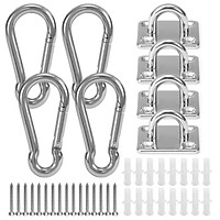 5mm Eye Plates Carabiners Screws Set Multifunctional Wall Mount Hanging Hook for Wall Mounting Hammocks Yoga Training