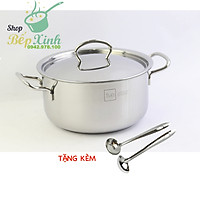 Nồi inox 3 đáy sandwich FiveStar Standard nắp inox ( 16cm/18cm/ 20cm/24cm ),tặng 2 muỗng canh,bếp từ, gas, hồng ngoại