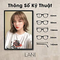 Gọng kính cận nam nữ đa giác chất liệu kim loại, thiết kế đẹp thời trang Lani 2968