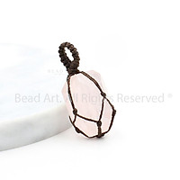 Mặt Dây Chuyền Thạch Anh Hồng, Pink Quartz 16x20cm (Có Tặng Kèm Dây Đeo Màu Đen), Trang Sức Phong Thuỷ, Hợp Mệnh Hoả, Thổ - Bead Art