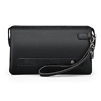 Vi bóp da cầm tay da bò khóa số TIANHONGDAISHU 22x14x5cm bảo hành da 12 tháng (Nâu-Đen)