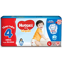 Tã Quần Huggies Dry gói trung L38 (38 Miếng) - Tặng 4 miếng