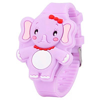 Đồng hồ đèn LED cho bé gái hình chú voi cute dây silicon xinh xắn – DH007
