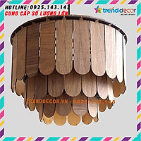 Đèn gỗ thả trần CAO CẤP hiện đại sang trọng 42x50 chất liệu gỗ trang trí cho phòng khách nhà căn hộ decor nhà quán cf