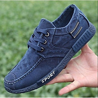 Giày thể thao vải canvas phối denim phong cách Hàn Quốc