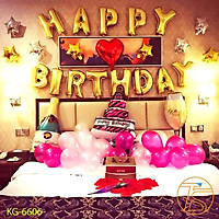Bộ Bong Bóng Sinh Nhật Kèm Chai Sâm Banh & Ly Cheers KG-6606 - Set Trang Trí Happy Birthday Kèm Ống Bơm Tay