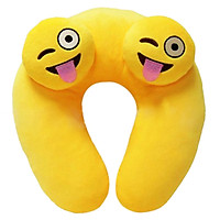 Plush Emoji Expression Doll U Shaped Supporting Travel Pillow Neck Pillow Rest Cushion