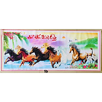 (ĐÃ ĐÍNH) Tranh đính đá thành phẩm MÃ ĐÁO THÀNH CÔNG 150x60cm