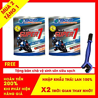 Nhớt xe máy dành cho xe số (dầu nhờn động cơ đốt trong) SUPER 1 4T SL MA2 15W40 24/0.8L RED SCENT TIN EX - Công thức cải tiến - mùi dâu, màu đỏ - Tặng bàn chà sên