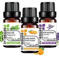 Combo 3 Tinh dầu SENSELAB nhập khẩu Ấn Độ: Tinh Dầu Oải Hương (10ml) + Tinh Dầu Cam Ngọt (10ml) + Tinh Dầu Bạc Hà (10ml) - Tinh dầu thiên nhiên nguyên chất