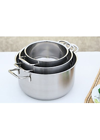 Bộ 3 Nồi Inox 3 Đáy Nắp Kính Fivestar FS06CG - Hàng Chính Hãng