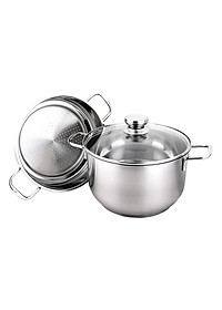 Bộ Nồi Inox 3 Đáy Gồm 3 Nồi 1 Chảo 1 Xửng Fivestar FS08CG1 - Hàng Chính Hãng