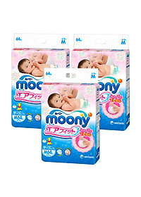 Combo 3 Gói Tã Dán Moony Gói Đại Size M64 (64 miếng)