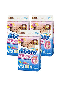 Combo 3 Gói Tã Dán Moony Gói Đại S84 (84 Miếng)