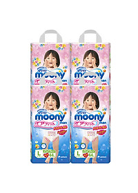 Combo 4 Gói Tã Quần Moony Bé Gái Gói Đại L44 (44 miếng)