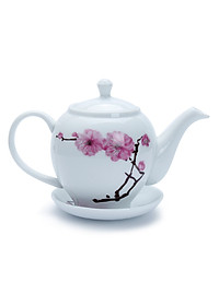 Bộ Bình Trà Hoa Đào Gốm Sứ Bát Tràng T543-H