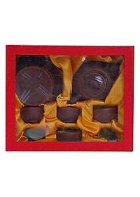 Bộ Bình Trà Đào Chỉ Đỏ S1 Gốm Sứ Bát Tràng - T571H