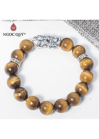Vòng tay đá thiên nhiên phối charm tỳ hưu bạc thái size hạt 12mm - Ngọc Quý Gemstones