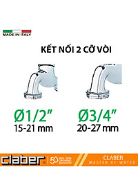 Đầu Nối Vòi Nước Claber 8556, ren trong 21mm, 24mm, nhựa ABS, có sẵn ron cao su