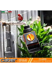 Bộ Hẹn Giờ Tưới Cây Tự Động 15 Kênh Vặn Claber Aquauno Logica 8422, ngõ vào ren 27mm, dùng pin 9V, 2 lần tưới trong ngày