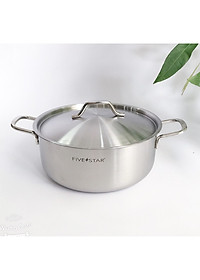 Bộ Nồi Inox 430 cao cấp 1 Đáy Fivestar 3 Chiếc Nắp Inox , dùng được mọi bếp , tặng 1 rổ inox 22cm