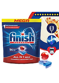 Túi 94 viên rửa chén Finish All In 1 Max Dishwasher Tablets QT09442