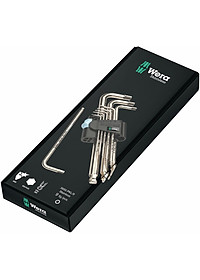Bộ lục giác bi thép không gỉ Wera 3950 PKL/9 hex-plus stainless 1 mã 05073544001 gồm 9 cái kèm kẹp nhựa