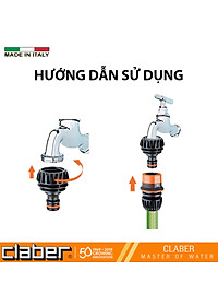 Đầu Nối Vòi Nước Claber 8556, ren trong 21mm, 24mm, nhựa ABS, có sẵn ron cao su