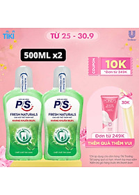 Combo 2 Nước Súc Miệng P/S Trà Xanh Zinc Mineral Không Cồn Không Cay Rát Kháng Khuẩn 99.9% Hơi Thở Thơm Mát 500Ml/Chai