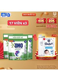 Combo 3 Túi Viên Giặt Quần Áo Omo Cho Máy Giặt Cửa Trước Và Cửa Trên Khử Mùi Công Nghệ Anh Quốc 17 Viên