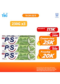 Combo 3 Kem Đánh Răng P/S Bảo Vệ 123 Trà Xanh 240g với tinh chất trà xanh thanh nhiệt giúp mang lại cảm giác mát dịu